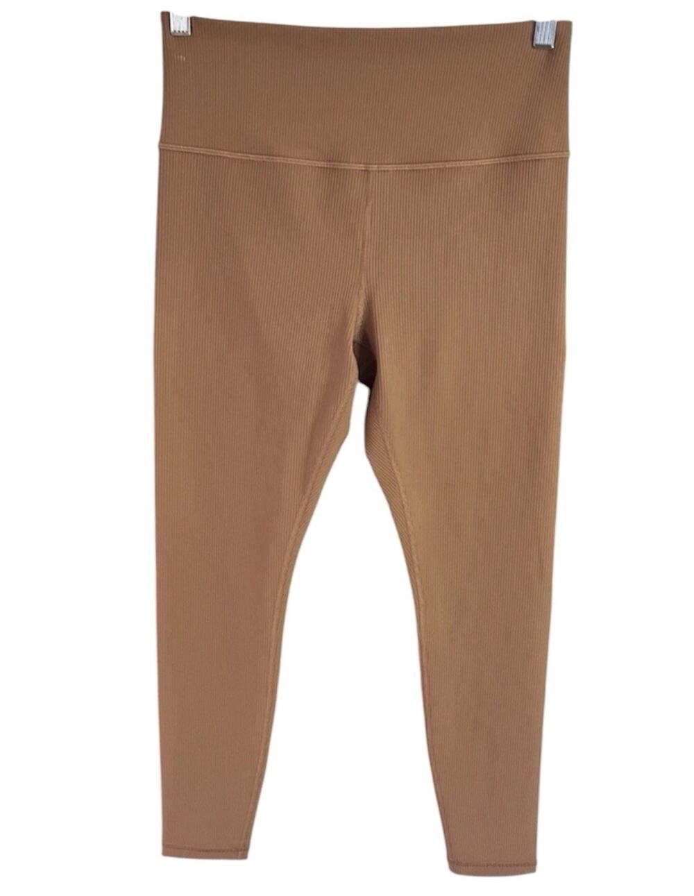 Athleta Elation Rib Tight Leggings Womens M Brown High Rise Yoga Athletic